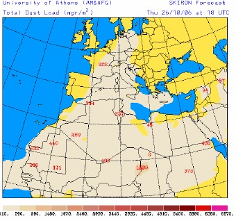 Episodios africanos - Captura de la informaci&oacute;n proporcionada por el modelo SKIRON.