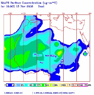 Episodios africanos - Captura de la informaci&oacute;n proporcionada por el modelo NAAPS.