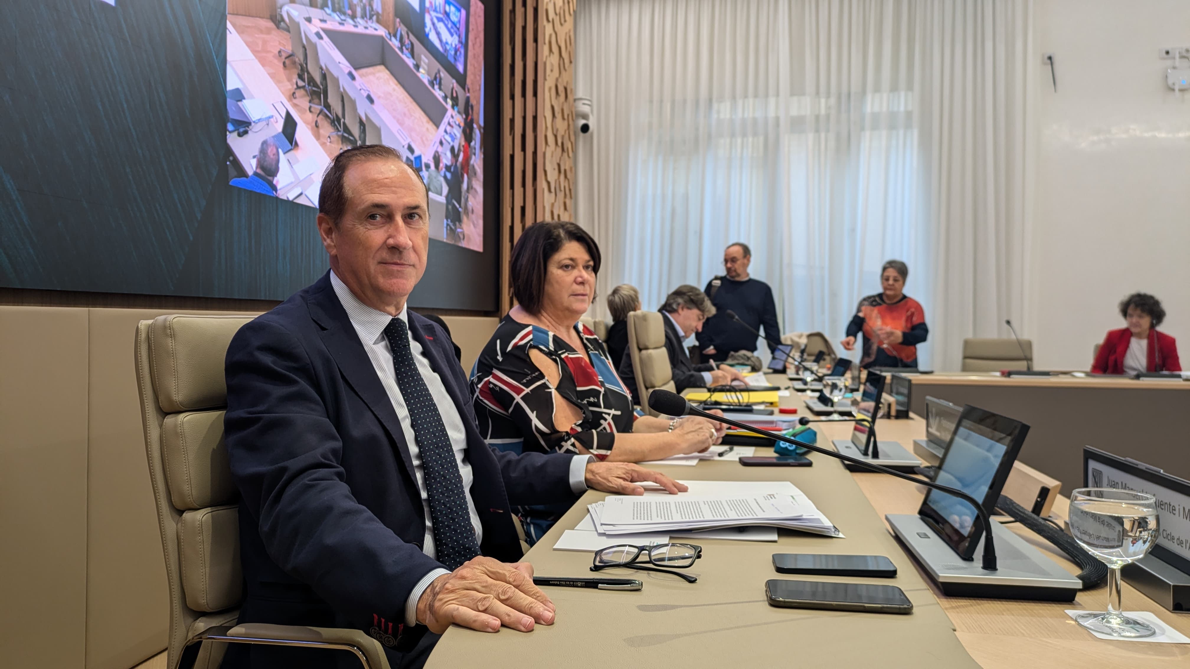 El conseller Lafuente, durant la compareixença al Parlament