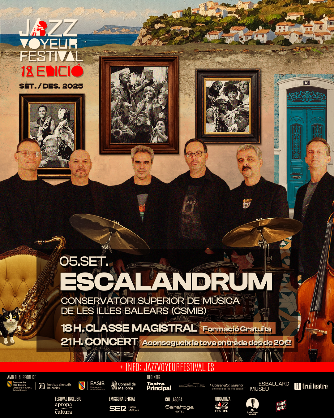 El Conservatori Superior de Música de les Illes Balears de la mà del Jazz Voyeur Festival ofereix una classe magistral oberta amb Escalandrum el 5 de setembre