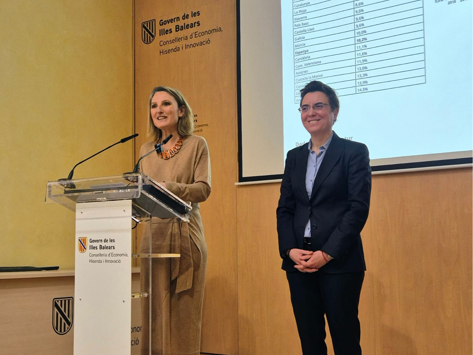 La consellera de Treball, Funció Pública i Diàleg Social, Catalina Cabrer, compareix en roda de premsa per valorar les dades d’ocupació del mes de gener. 