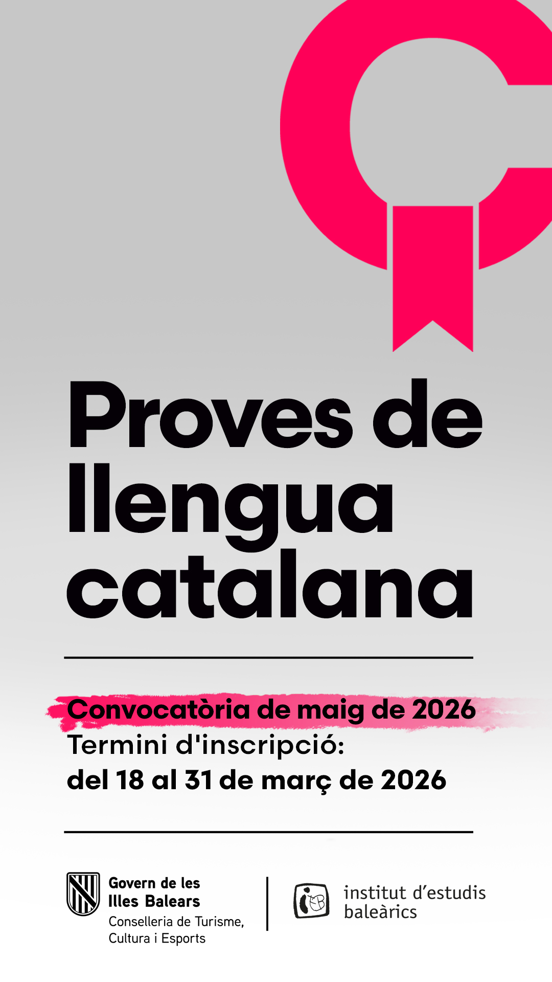 Convocatòria de proves de maig de 2026