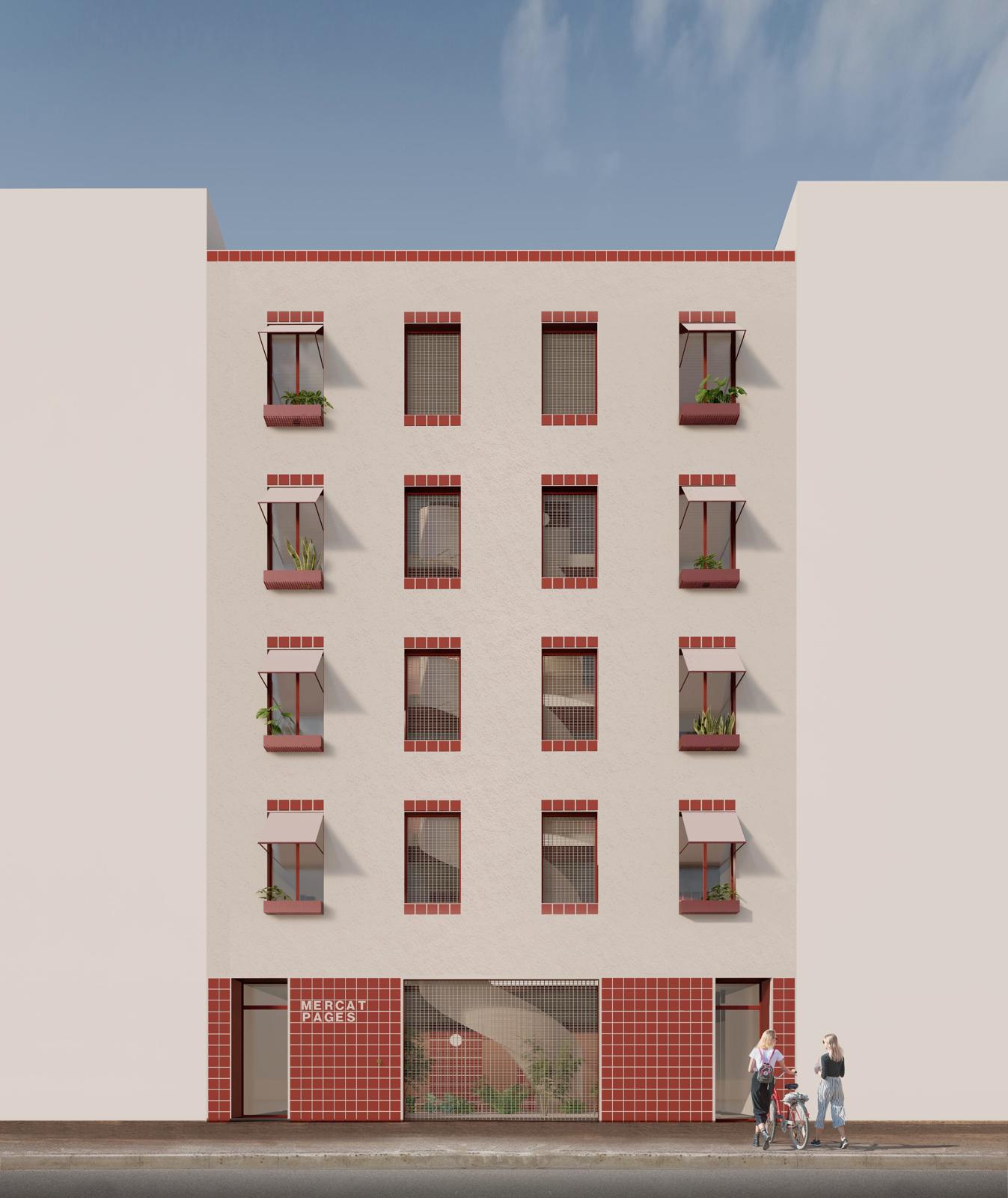 Imatge simulada de la façana del projecte a l'antic Mercat Pagès.