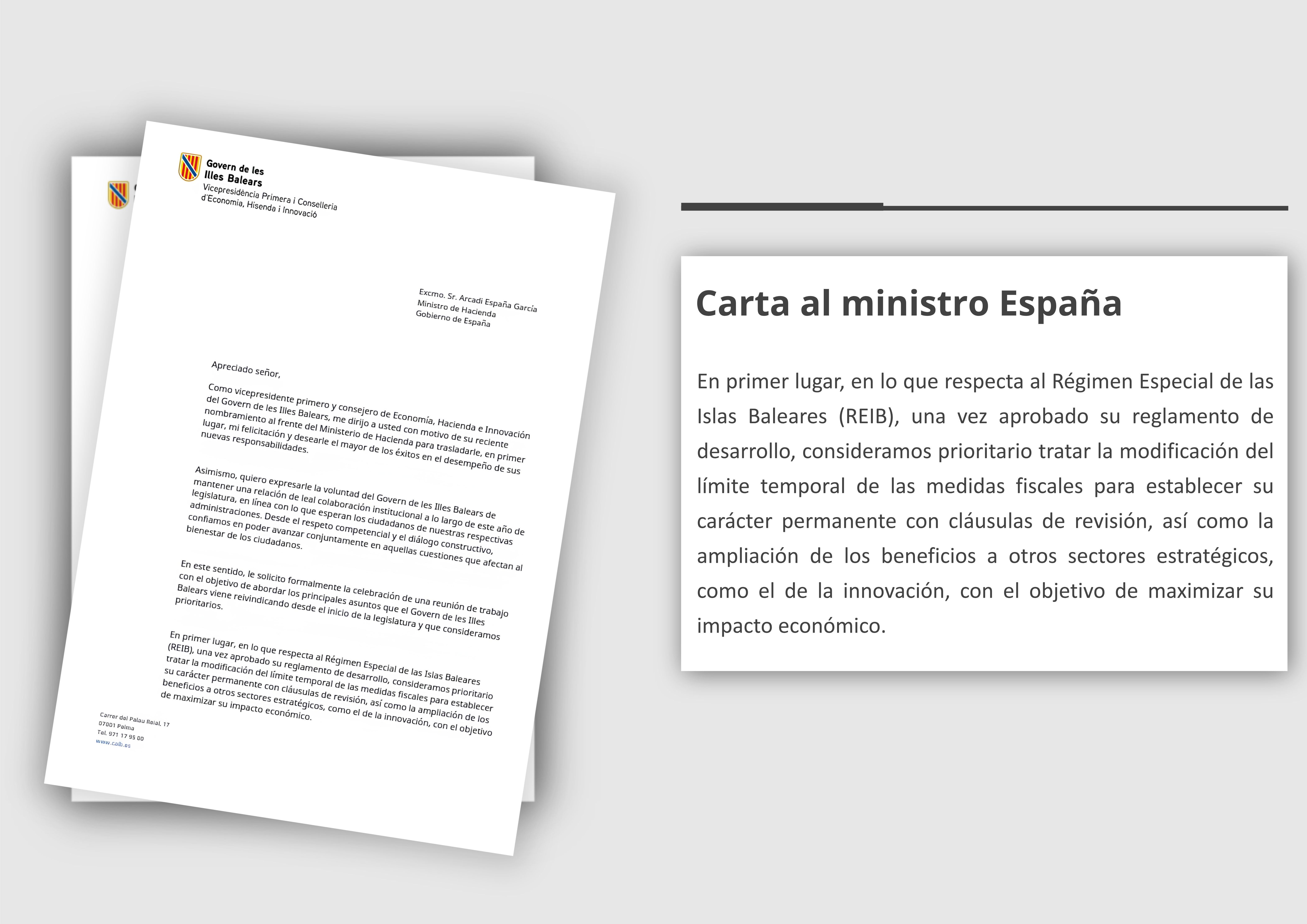 Captura de la carta del vicepresident Costa al ministre España.