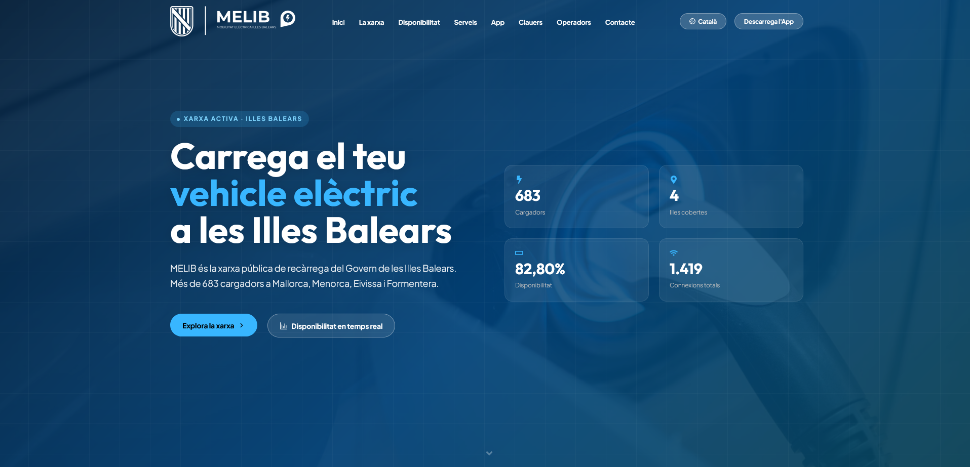 La pàgina d'inici de la web melib.es